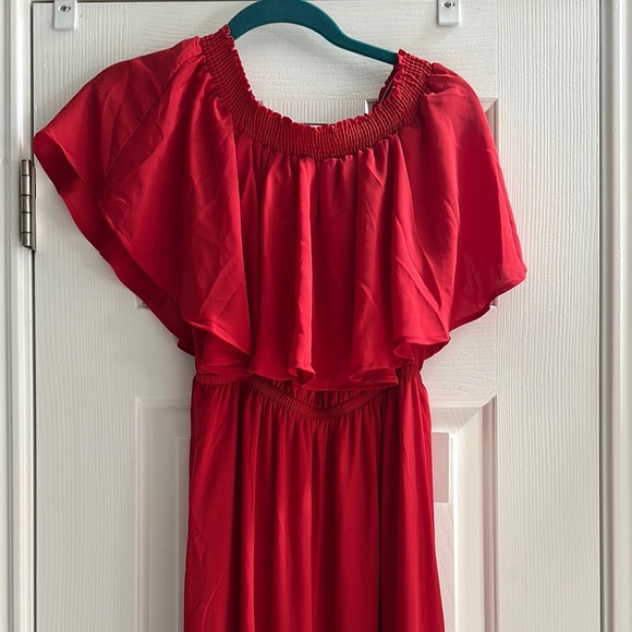 Show Me Your MuMu Red Ruffled Tiered Strapless Maxi Dress Women’s Medium NWT - Picture 3 of 7